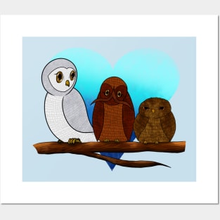 Little Owl Trios Posters and Art